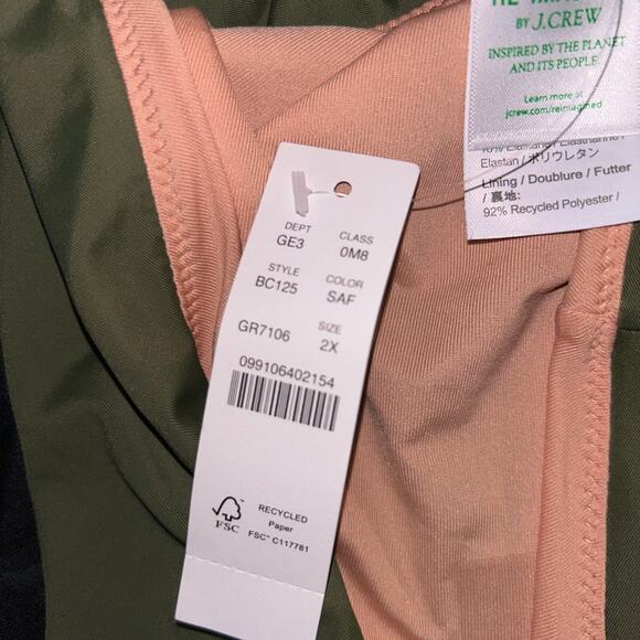 New J. Crew Green Curved Waist Cheeky Bikini Swim Bathing Suit Bottom Size 2X - Picture 7 of 9